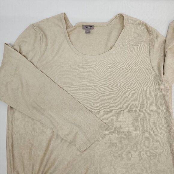 J. Jill Size Large Cream Silk Cotton Blend Long-Sleeve Soft Lightweight Blouse T - Picture 1 of 7